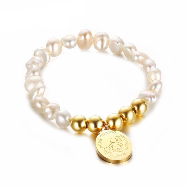 Virgin Mary Pearl and Gold Beads Bracelets