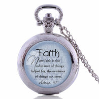 HEBREWS 11:1 Bible Quote Pocket Watch Necklace