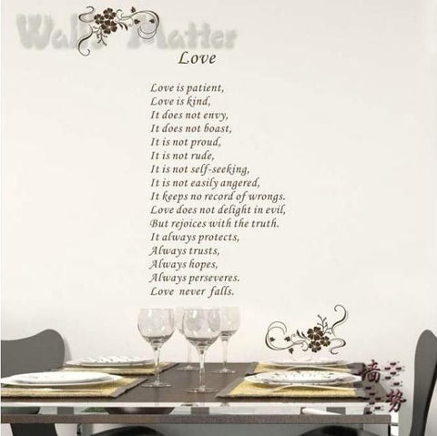 1 Corinthians 13:4-8 Bible Quote Wall Decals