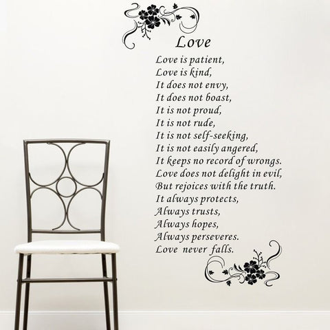 1 Corinthians 13:4-8 Bible Quote Wall Decals