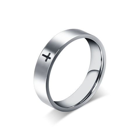 Silver Engraved Cross Ring