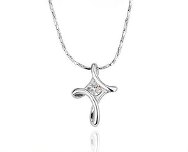 Silver Cross with Crystal Pendant Necklace