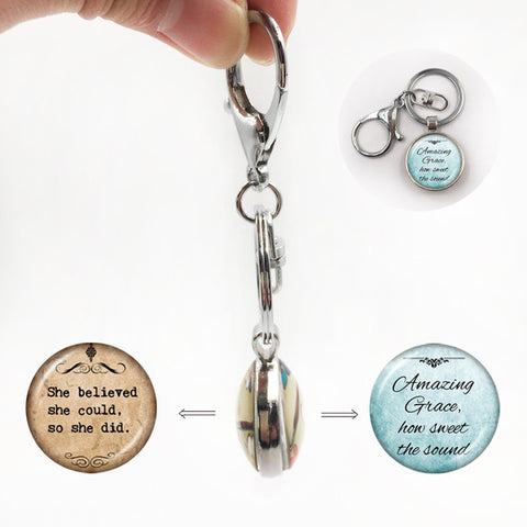 Bible Quote Double Sided Pendant keychain and Necklace