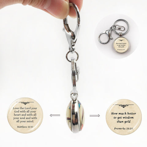 Bible Quote Double Sided Pendant keychain and Necklace