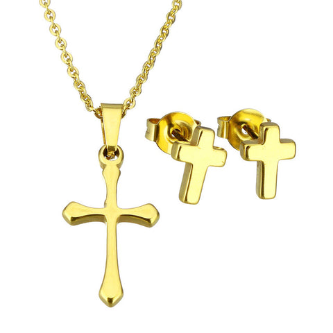 Cross Earring and Necklace Jewelry Sets