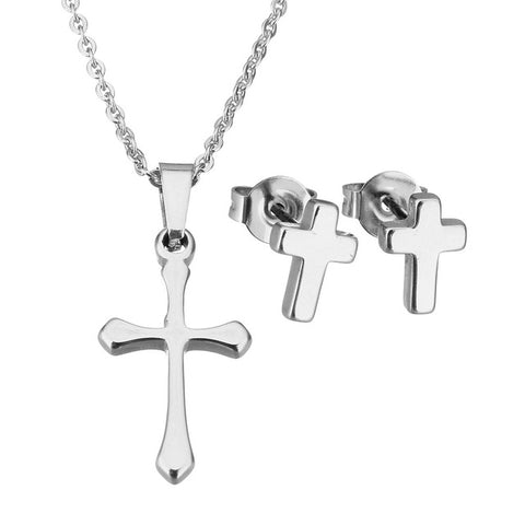 Cross Earring and Necklace Jewelry Sets